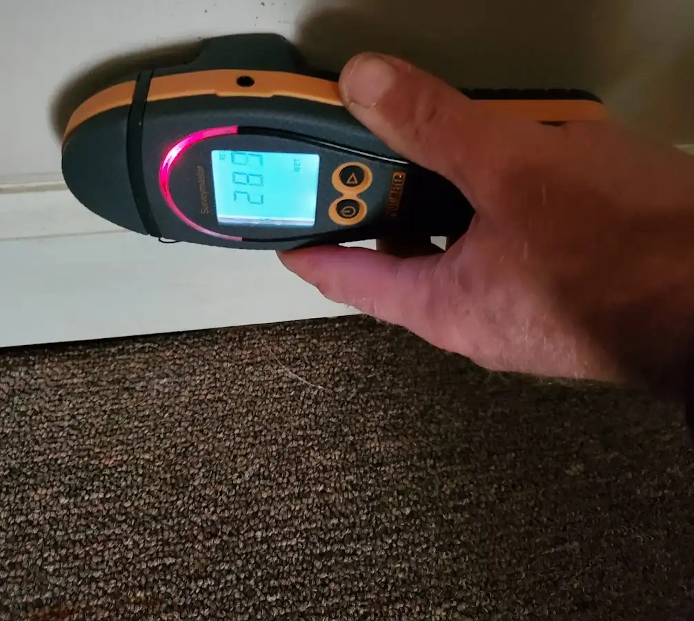 Moisture detection at baseboard during Burst Pipe Cleanup in Mahwah